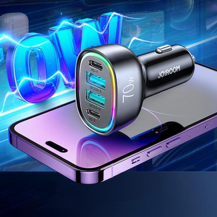 Joyroom - Joyroom Billaddare 4-Ports 2x USB/2x USB-C - Svart