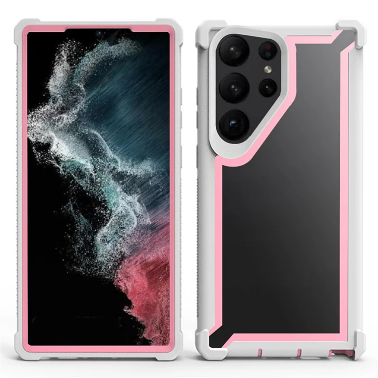Galaxy S25 Ultra Mobilskal TPU + PC Shockproof - Vit / Rosa (Vit/Rosa) | 2353 | AlltMobil