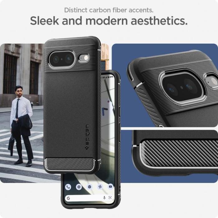Spigen - Spigen Google Pixel 8 Mobilskal Rugged Armor - Matte Svart