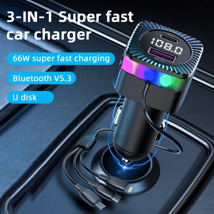 OEM - CS5 Snabbladdare för bil med Bluetooth, 5.3 MP3-spelare, FM-sändare