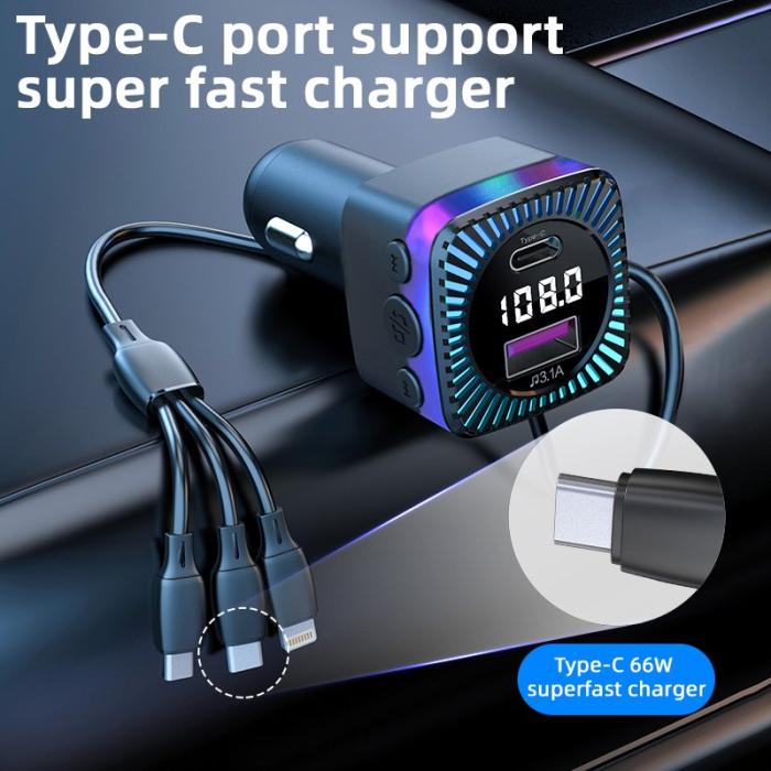 OEM - CS5 Snabbladdare för bil med Bluetooth, 5.3 MP3-spelare, FM-sändare