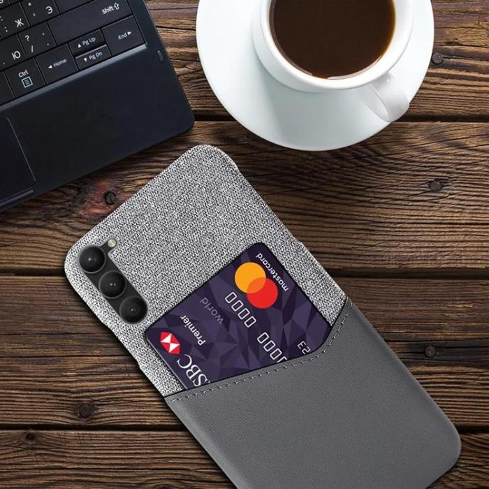 UTGATT - Galaxy S24 Plus Mobilskal Korthållare Texturerat - Grå