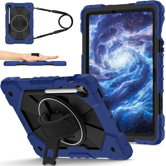 A-One Brand - Galaxy Tab S10 FE/S9 FE/S9 Skal Kickstand med Rem - Marinblå