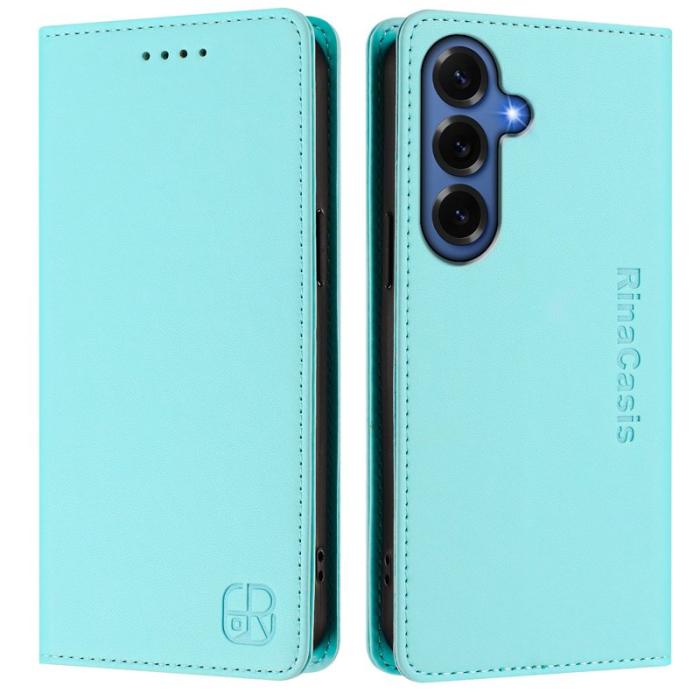 OEM - RINACASIS Samsung Galaxy S26+ Plånboksfodral Konstläder RFID Skydd - Mint Grön