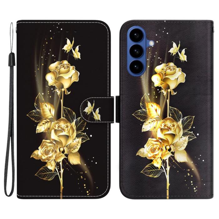OEM - Samsung Galaxy S26 Plånboksfodral Anti-Drop Mönstertryck Konstläder - Guld