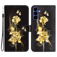 OEM - Samsung Galaxy S26 Pl&aring;nboksfodral Anti-Drop M&ouml;nstertryck Konstl&auml;der - Guld