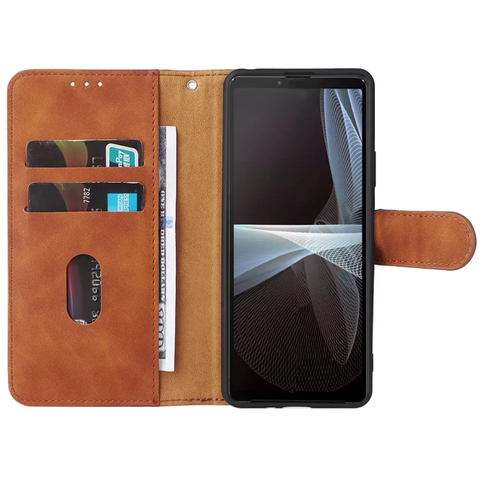 Taltech - Sony Xperia 10 IV Plånboksfodral Skin Touch - Brun