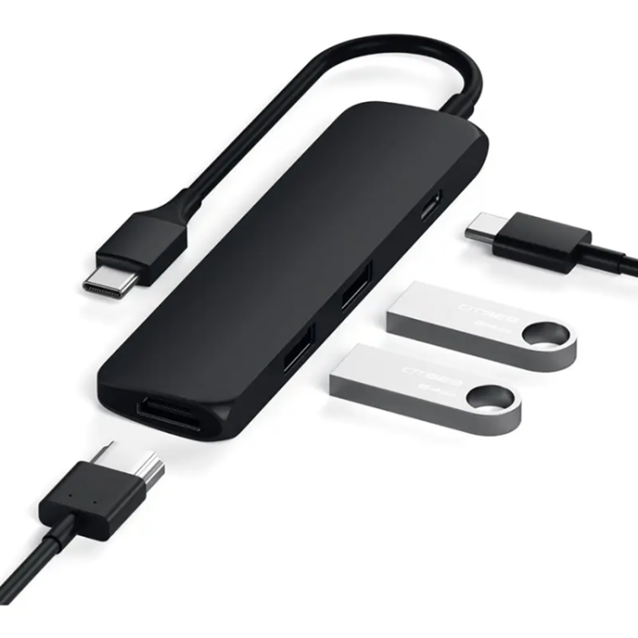 Satechi - Satechi Slim USB Hubber med 4K HDMI - Svart
