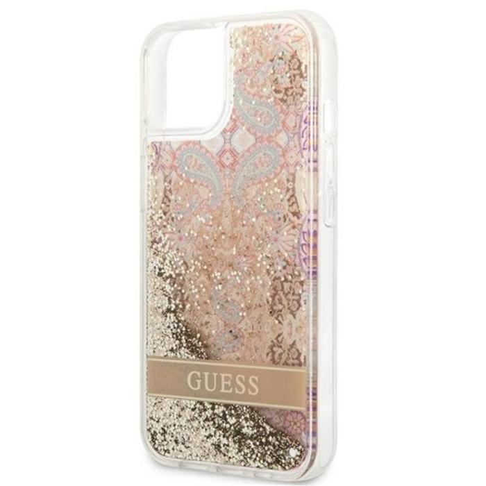 Guess - Guess iPhone 13 mini Skal Paisley Liquid Glitter - Guld