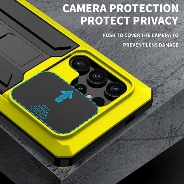 R-JUST - R-JUST Mobilskal till Galaxy S24 Ultra PC+Silicone Metall Gul