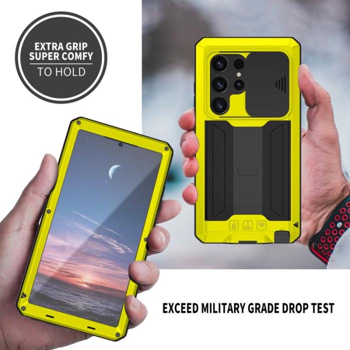 R-JUST - R-JUST Mobilskal till Galaxy S24 Ultra PC+Silicone Metall Gul