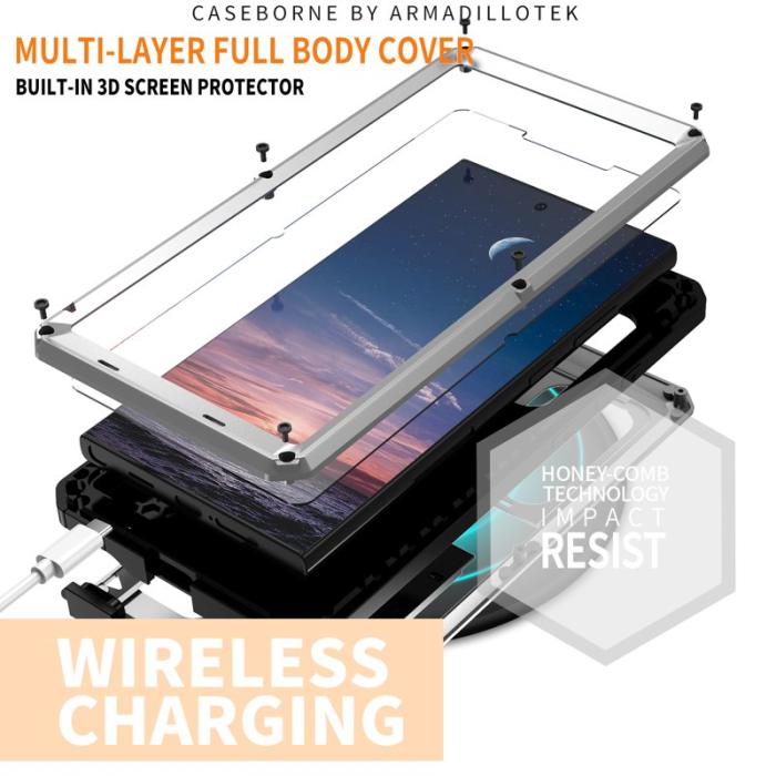 R-JUST - R-JUST Mobilskal till Galaxy S24 Ultra PC+Silicone Metall Silver