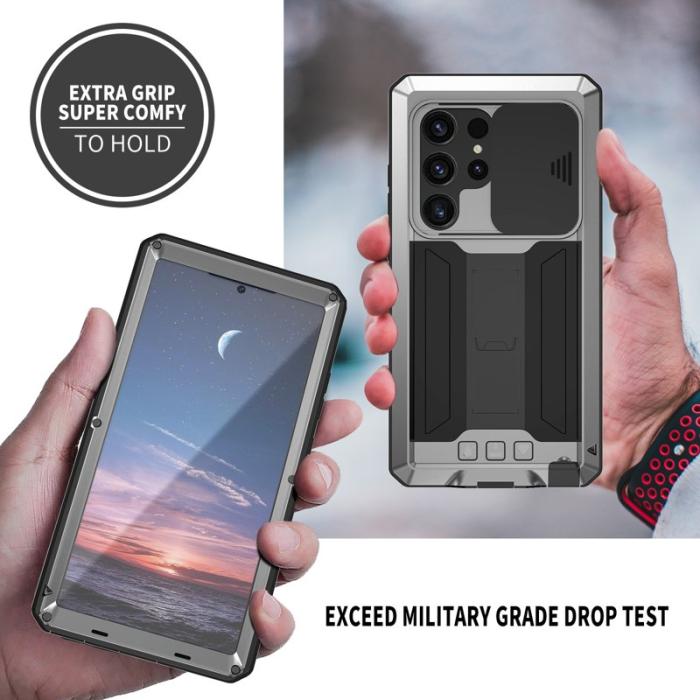 R-JUST - R-JUST Mobilskal till Galaxy S24 Ultra PC+Silicone Metall Silver