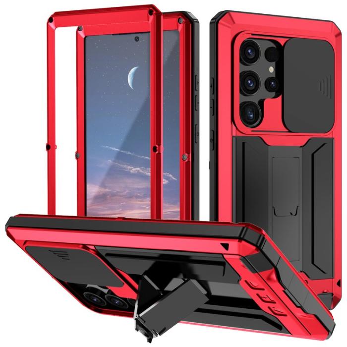 R-JUST - R-JUST Mobilskal till Galaxy S24 Ultra PC+Silicone+Metal Röd
