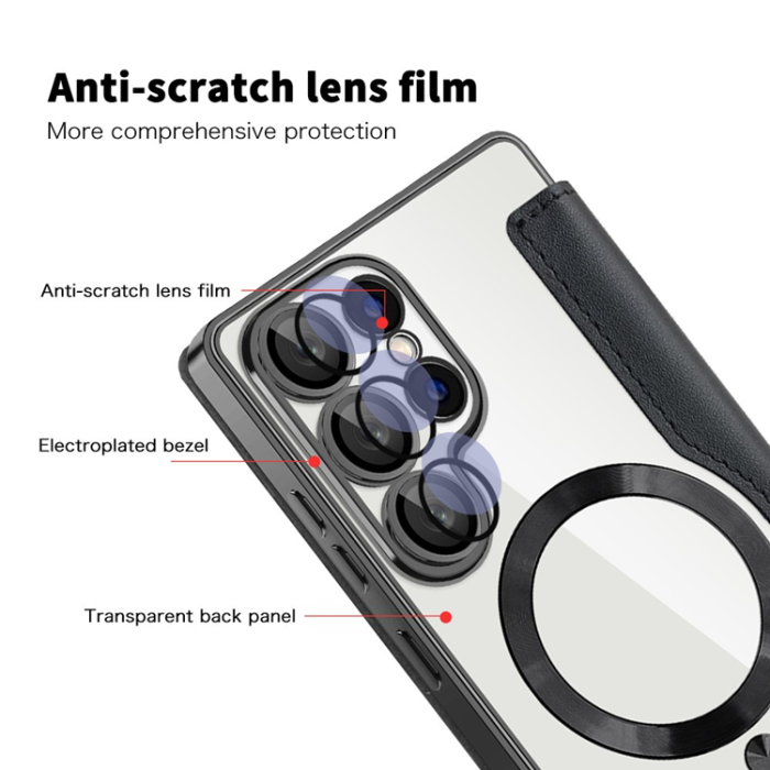 A-One Brand - Galaxy S25 Ultra Plånboksfodral MagSafe RFID Blocking - Svart