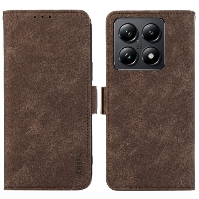 ABEEL - ABEEL Xiaomi 14T Pro Plånboksfodral Konstläder Ställ Brun