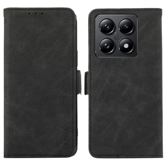 ABEEL - ABEEL Xiaomi 14T Pro Plånboksfodral Konstläder Ställ View RFID Blocker - Svart