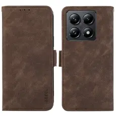 ABEEL - ABEEL Xiaomi 14T Pro Pl&aring;nboksfodral Konstl&auml;der St&auml;ll Brun