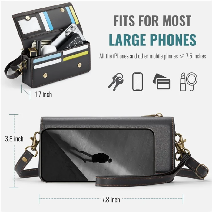 Caseme - CASEME Crossbody Väska RFID Blocking Me30 Max Läder - Svart