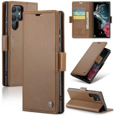 Caseme - CASEME Pl&aring;nboksfodral Konstl&auml;der f&ouml;r Samsung Galaxy S22 Ultra 5G - Brun