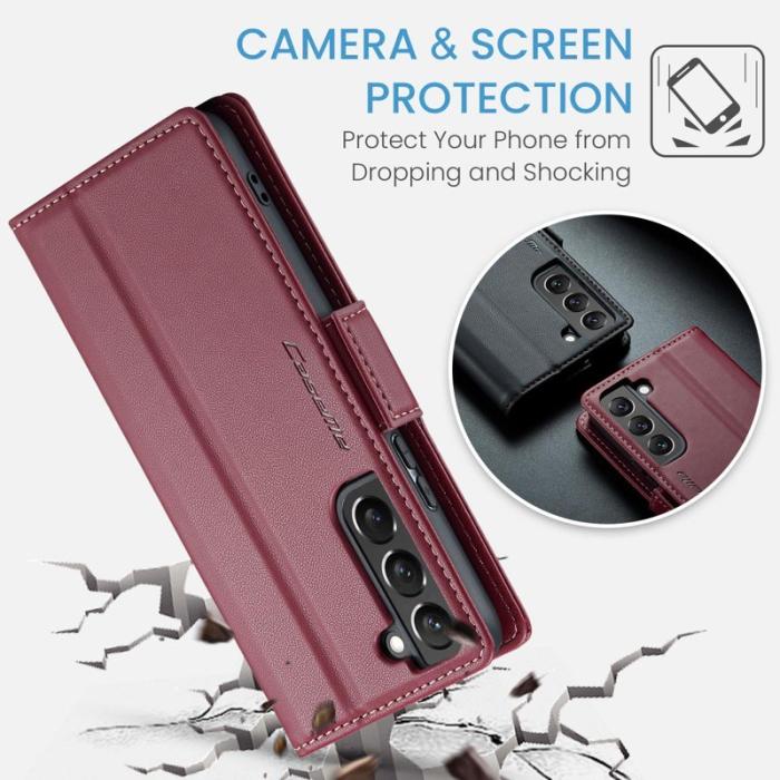 Caseme - CASEME Plånboksfodral Konstläder för Samsung Galaxy S22 5G - Röd