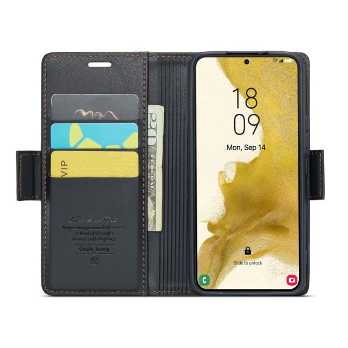 Caseme - CASEME Plånboksfodral Konstläder för Samsung Galaxy S22 5G - Svart