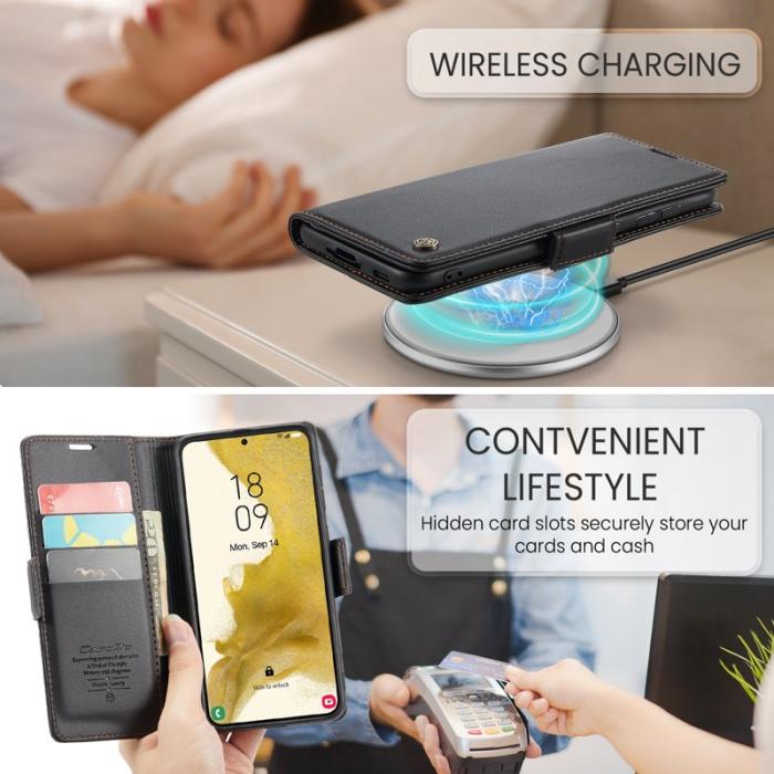 Caseme - CASEME Plånboksfodral Konstläder för Samsung Galaxy S22 5G - Svart