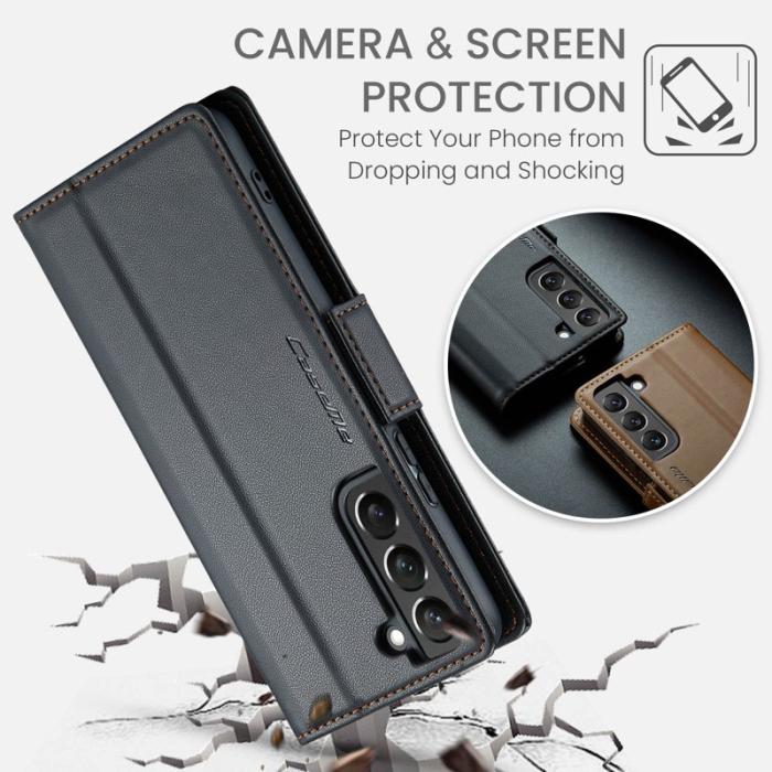 Caseme - CASEME Plånboksfodral Konstläder för Samsung Galaxy S22 5G - Svart