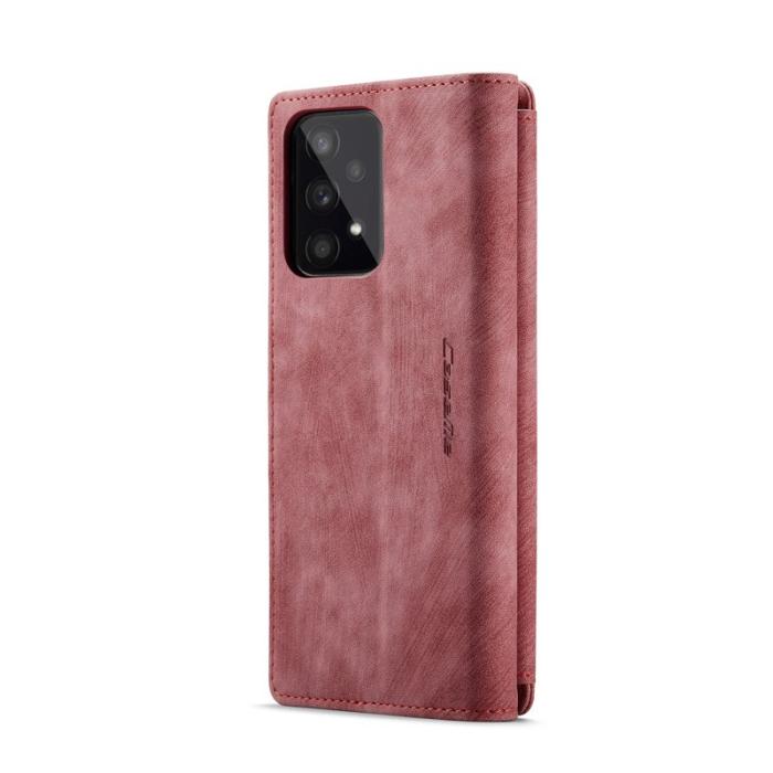 Caseme - CASEME Konstläder Plånboksfodral för Samsung Galaxy A53 5G med rem - Röd