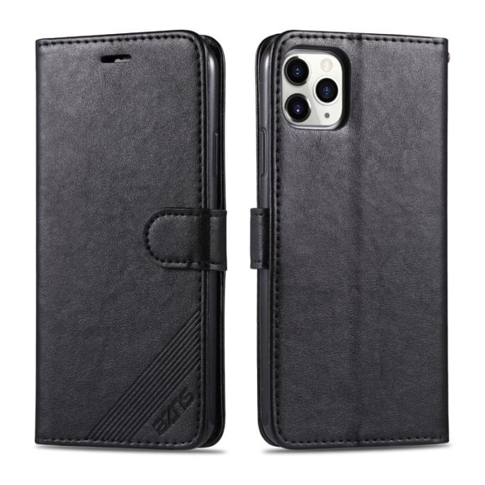 AZNS - AZNS iPhone 13 mini Plånboksfodral Konstläder Stöd Design - Svart