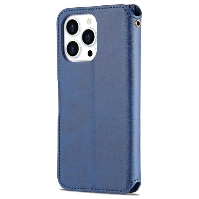 AZNS - AZNS iPhone 13 Pro Plånboksfodral Konstläder - Blå
