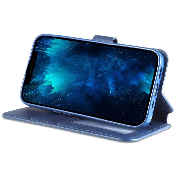 AZNS - AZNS iPhone 13 Pro Plånboksfodral Konstläder - Blå