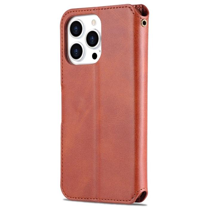 AZNS - AZNS iPhone 13 Pro Plånboksfodral Konstläder - Brun