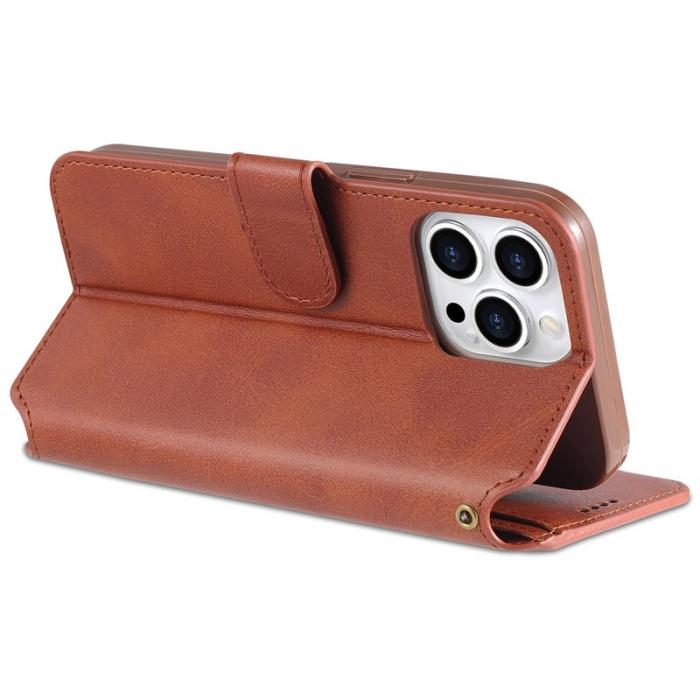 AZNS - AZNS iPhone 13 Pro Plånboksfodral Konstläder - Brun