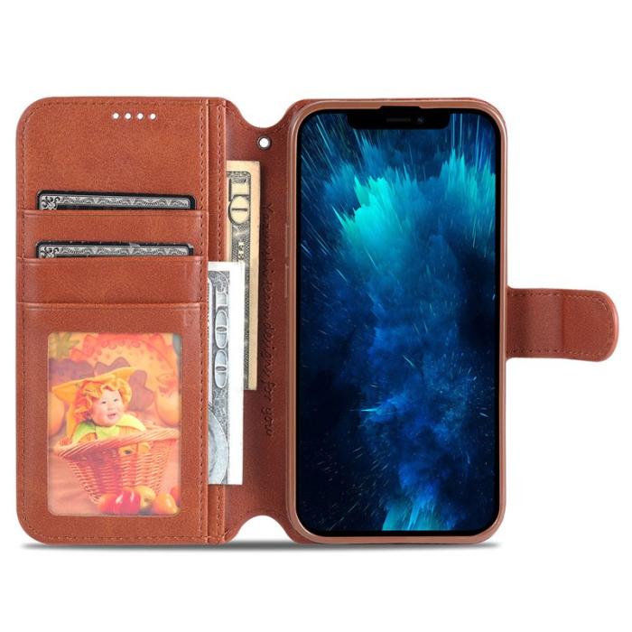 AZNS - AZNS iPhone 13 Pro Plånboksfodral Konstläder - Brun