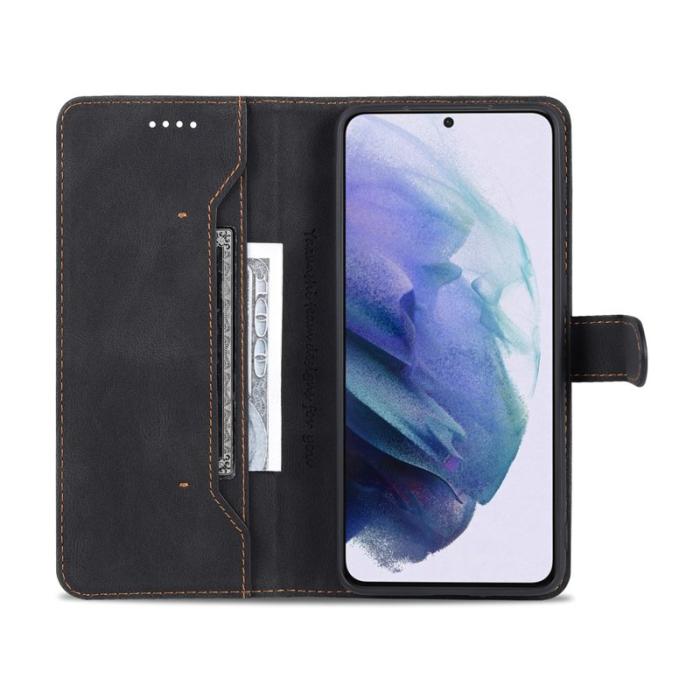 AZNS - AZNS Samsung Galaxy S21 FE Plånboksfodral Konstläder - Svart