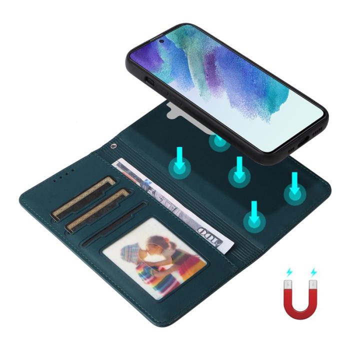 BETOPNICE - BETOPNICE Samsung Galaxy S21 FE 5G Plånboksfodral Konstläder - Blå