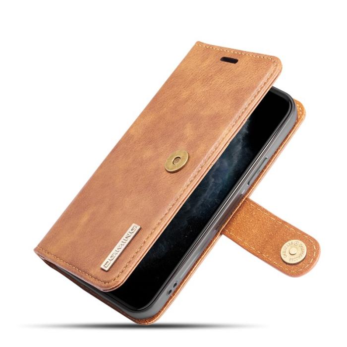 DG.MING - DG.MING iPhone 13 Pro Plånboksfodral 2-i-1 Drop-skydd Äkta läder Brun