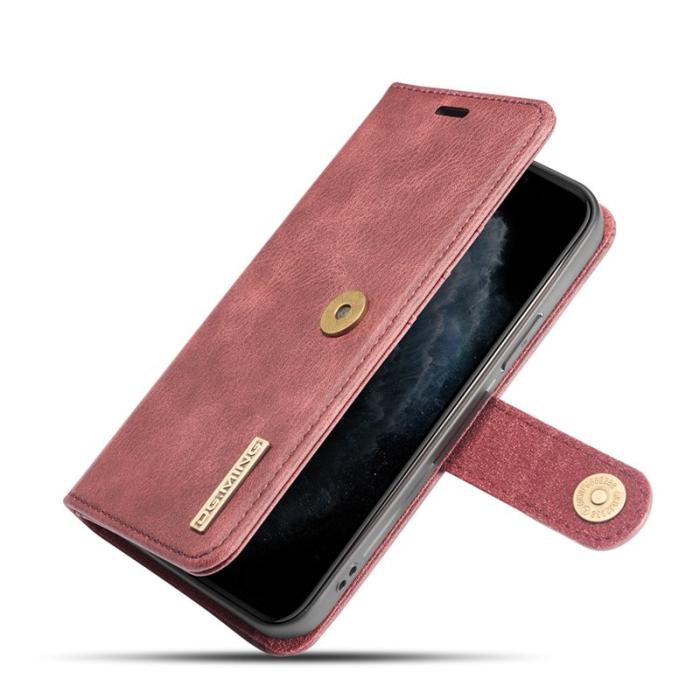 DG.MING - DG.MING iPhone 13 Pro Plånboksfodral 2-i-1 Äkta läder Röd