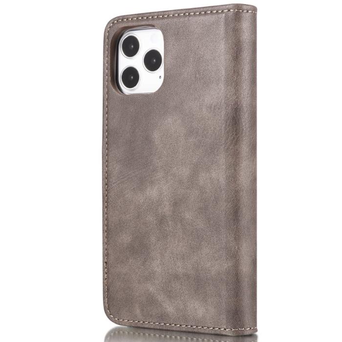 DG.MING - DG.MING iPhone 13 Pro Plånboksfodral Äkta Läder Drop-resistant Grå 2-i-1 Fodral