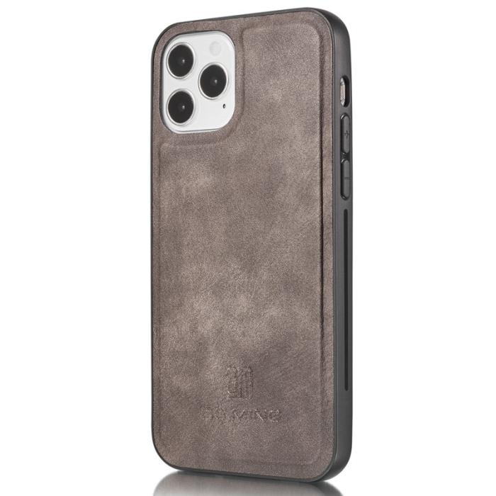 DG.MING - DG.MING iPhone 13 Pro Plånboksfodral Äkta Läder Drop-resistant Grå 2-i-1 Fodral