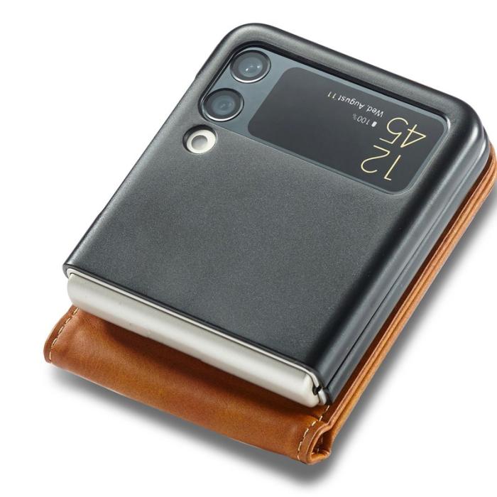 LC.imeeke - LC.IMEEKE Samsung Galaxy Z Flip4 Fodral KonstLäder - Ljusbrun