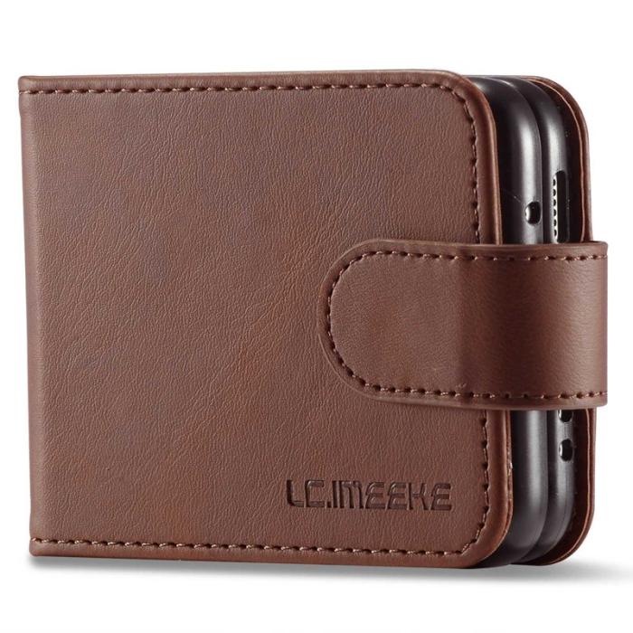 LC.imeeke - LC.IMEEKE Samsung Galaxy Z Flip4 Fodral KonstLäder - Brun