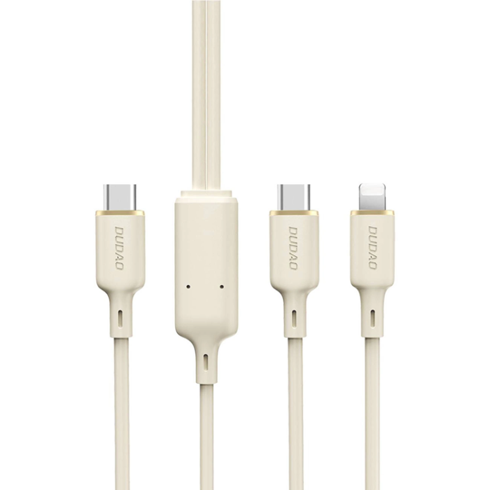 Dudao - Dudao 2in1 USB-C till USB-C, lightning Kabel 1.2m - Beige