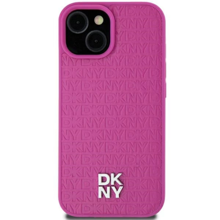 DKNY - DKNY iPhone 15/14/13 Mobilskal Magsafe Läder Pattern Metal Logo