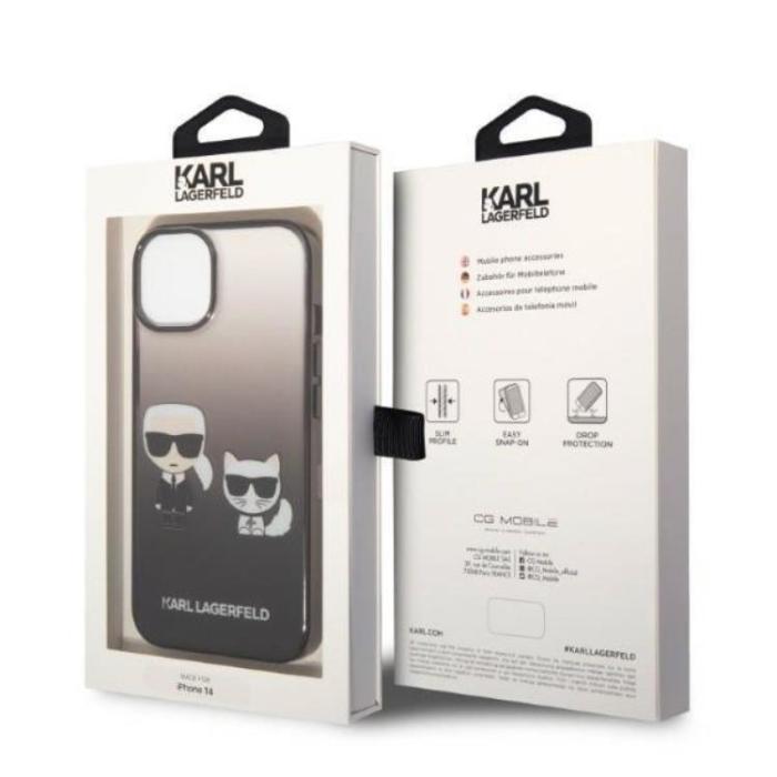 KARL LAGERFELD - Karl Lagerfeld iPhone 14 Skal Gradient Ikonik Karl & Choupette - Svart