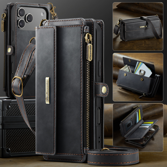 Caseme - CASEME iPhone 17 Pro Plånboksfodral Zipper RFID C39 - Svart