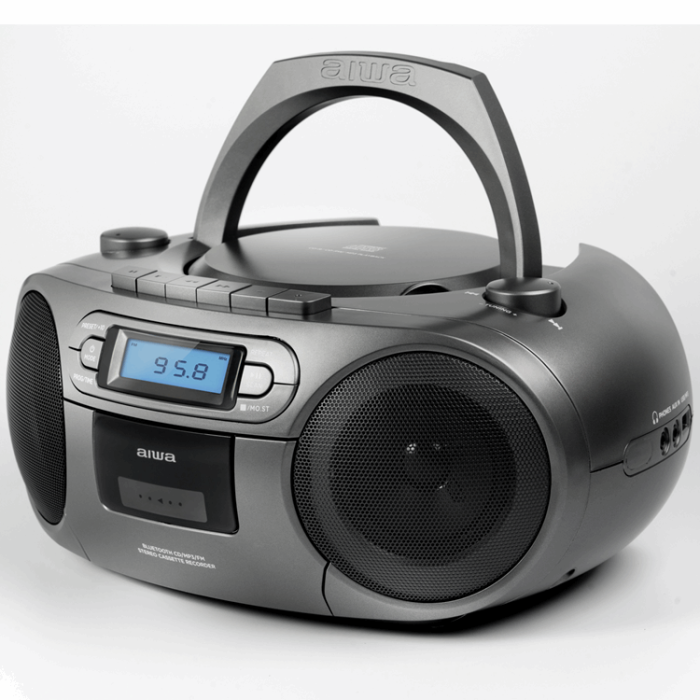 AIWA - AIWA Kassettradio CD/FM-Radio/Kassettband/USB/BT - Mörkgrå
