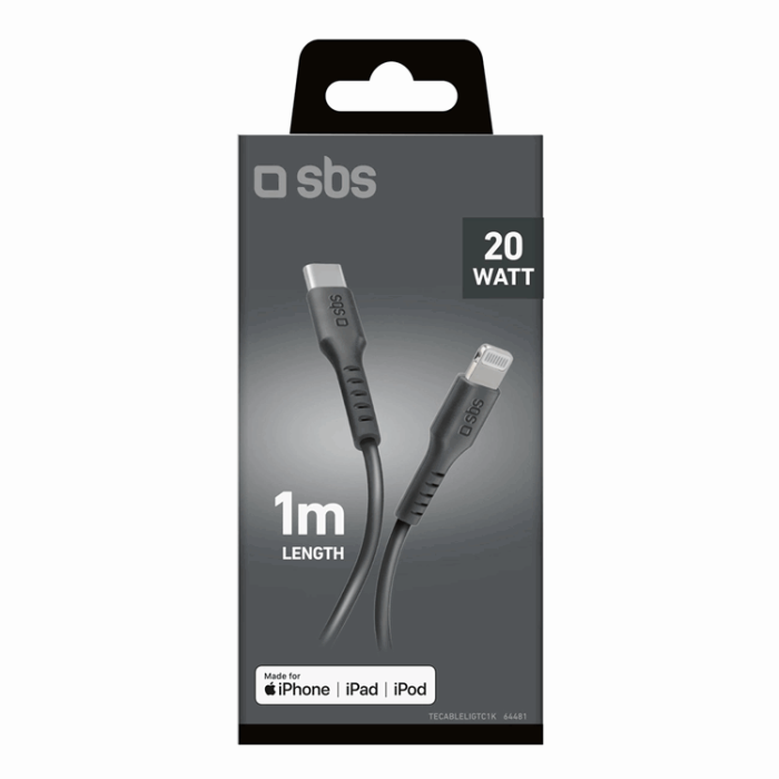 SBS - SBS USB-C - Lightning Kabel 1m - Svart