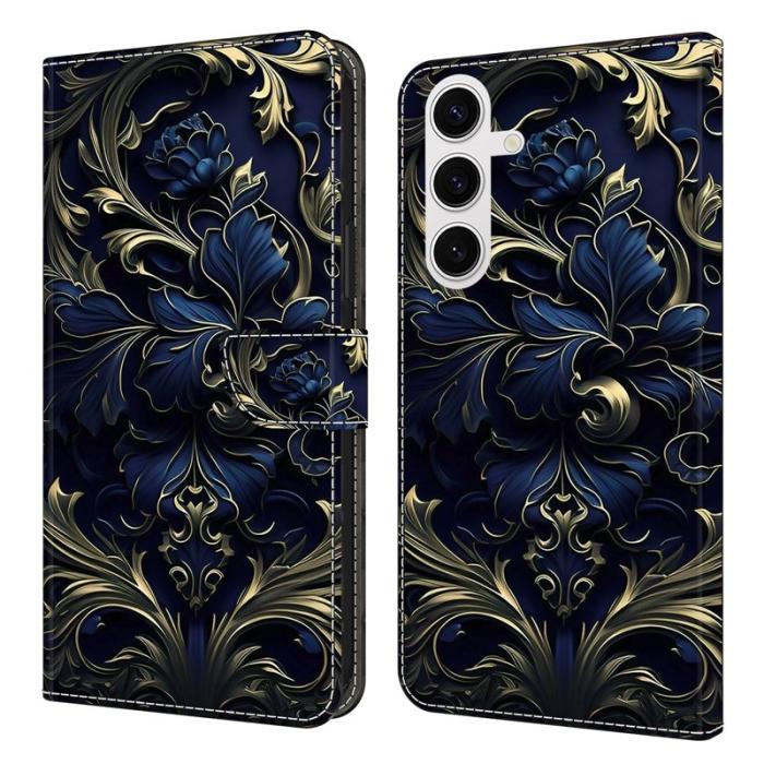 OEM - Samsung Galaxy S26 Fodral PU Läder med Ställ - Blå Blomma